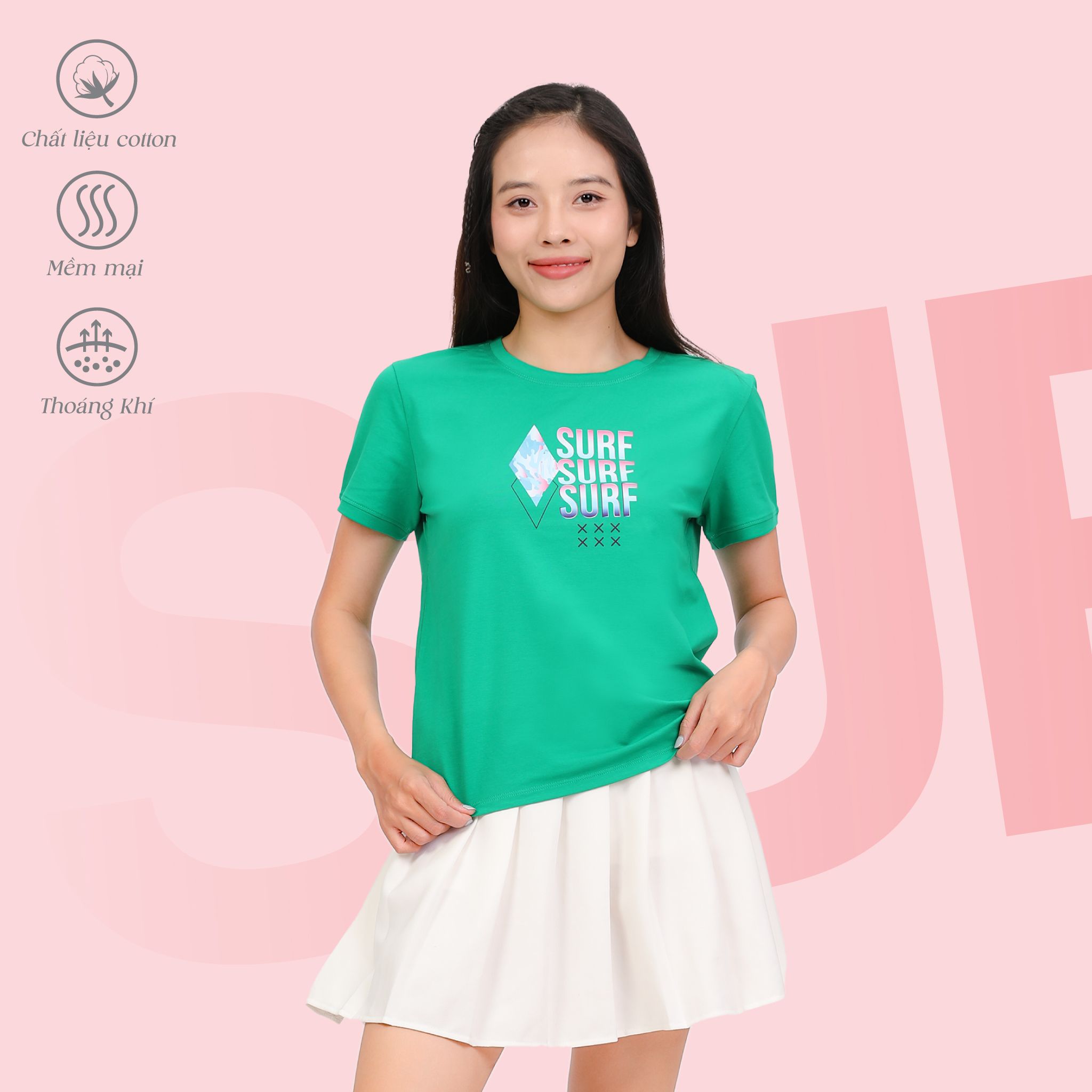 Áo thun nữ tay ngắn form cơ bản chất cotton siêu mát 020p 0306