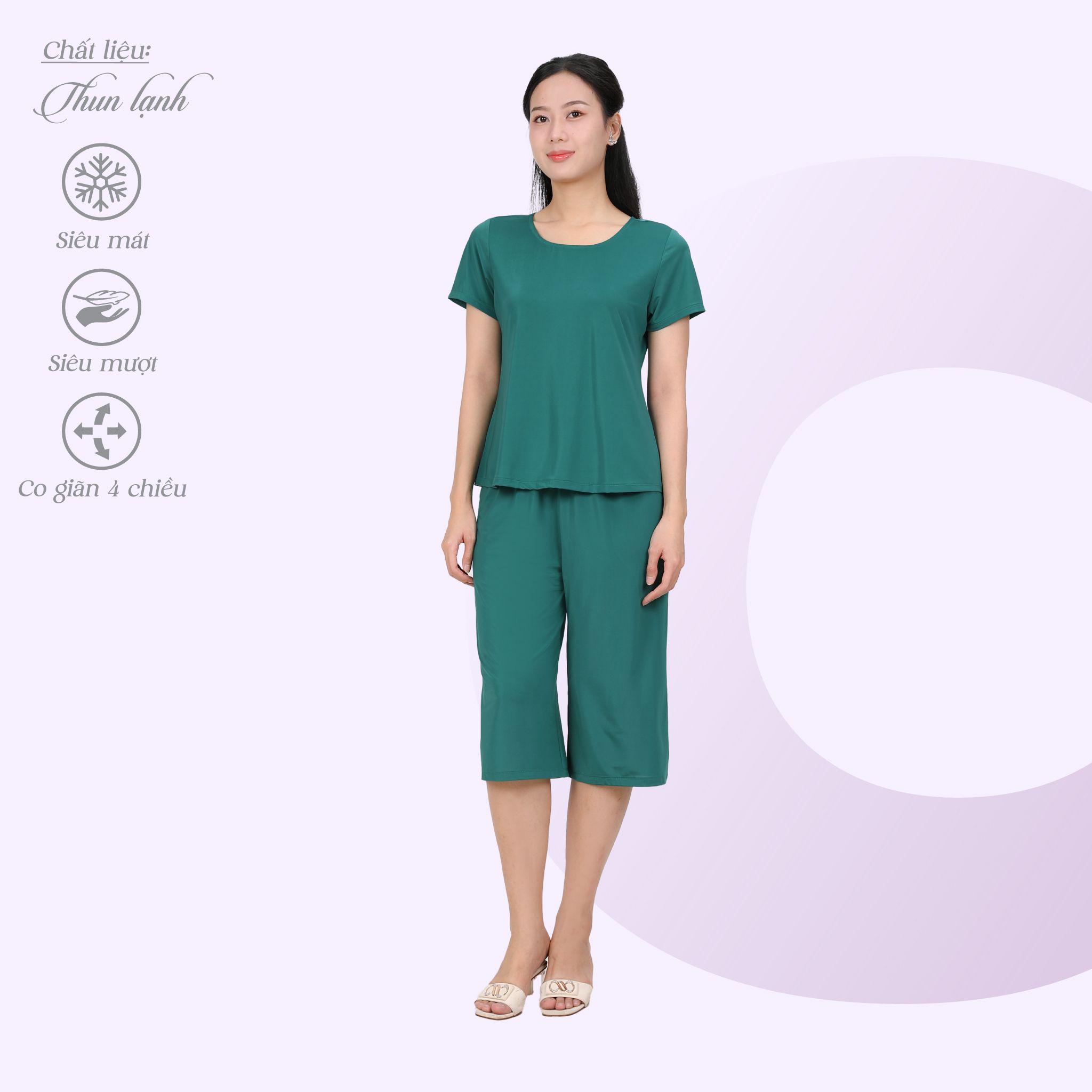 Set đồ bộ nữ kiểu quần lửng tay ngắn chất thun lạnh siêu bền 014p 7042