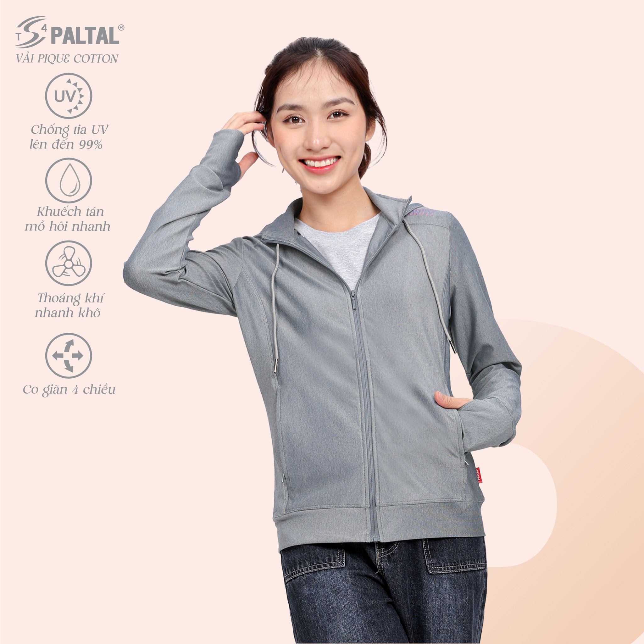 Áo khoác nữ chống nắng, chống UV chất pique 521p 1281