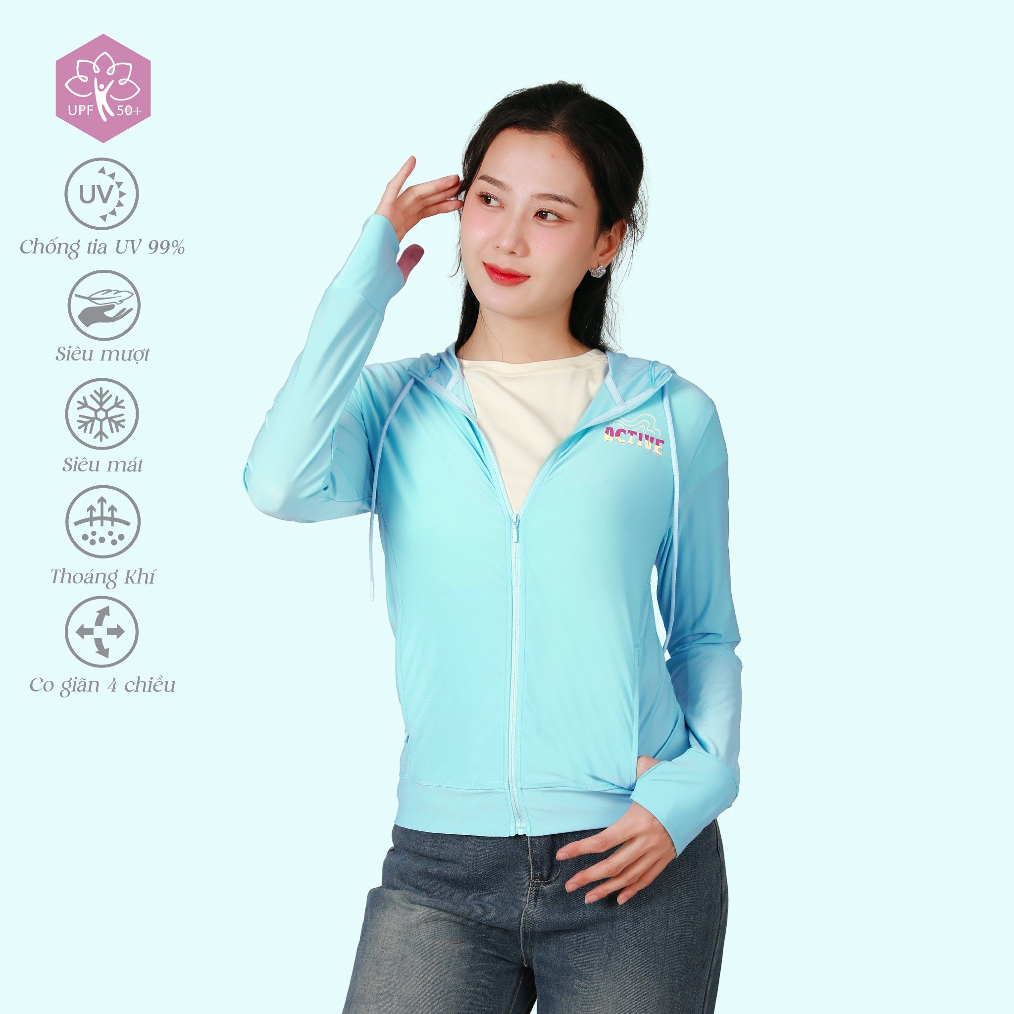 BST Áo khoác nữ chống nắng, chống UV chất nhung lạnh siêu bền 151p 1302 / 1259 / 1056 / 1325