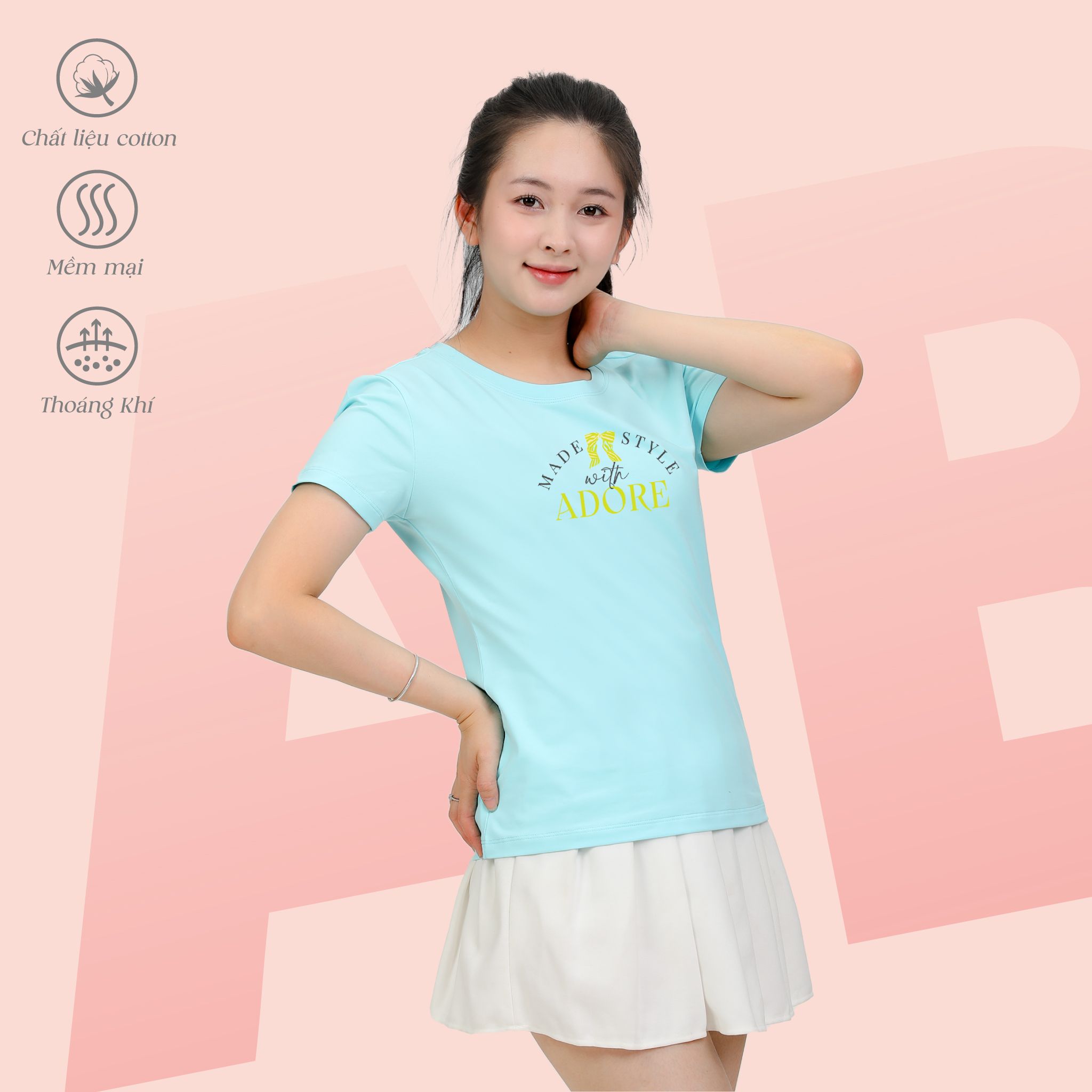 Áo thun nữ tay ngắn Form cơ bản chất cotton siêu mát 020p 0318