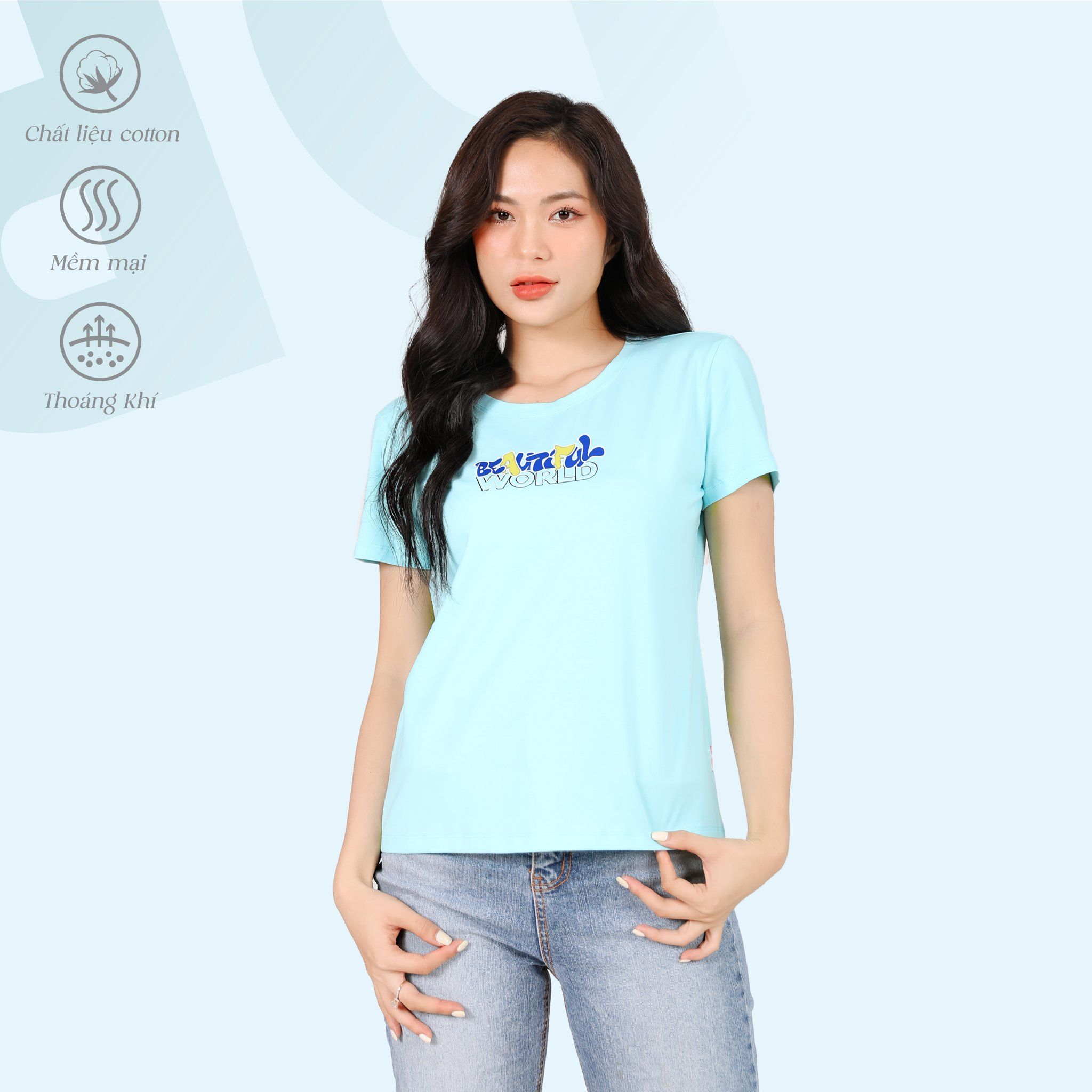 Áo thun nữ tay ngắn chất cotton siêu mát Form Suông 020p 0350