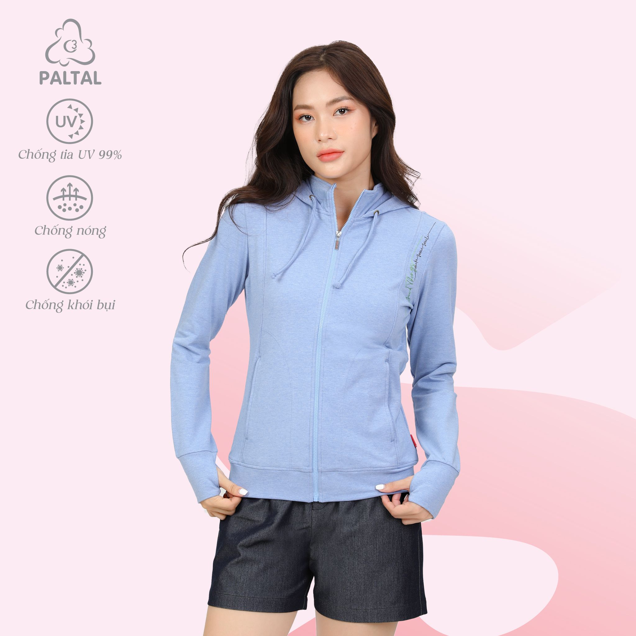 Áo khoác nữ chống nắng, chống UV chất vảy cá cotton cvc mát 401p 1286