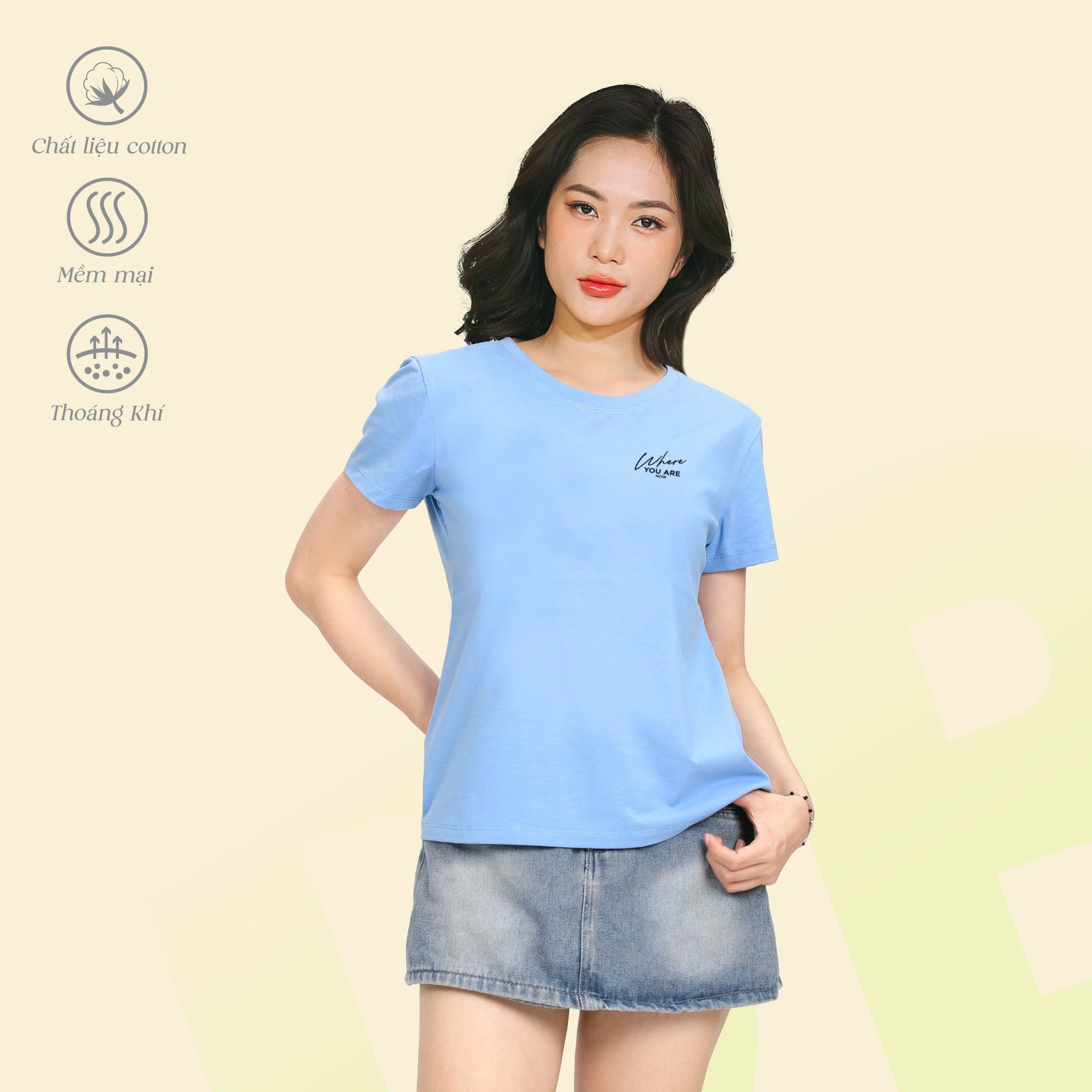 Áo thun nữ tay ngắn cổ tròn form suông chất cotton siêu mát 190p 0106
