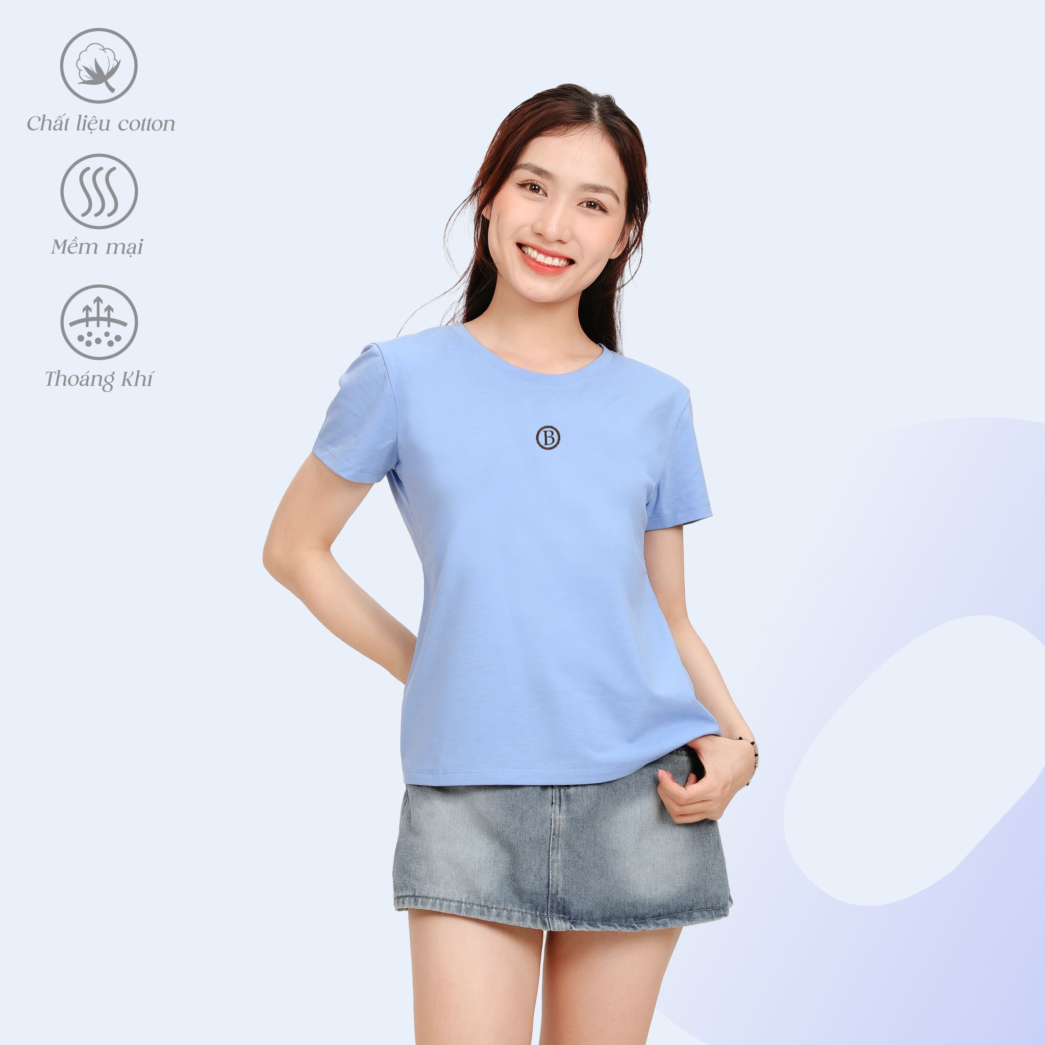 Áo thun nữ form suông cổ tròn tay ngắn chất cotton siêu mát 190p 0355