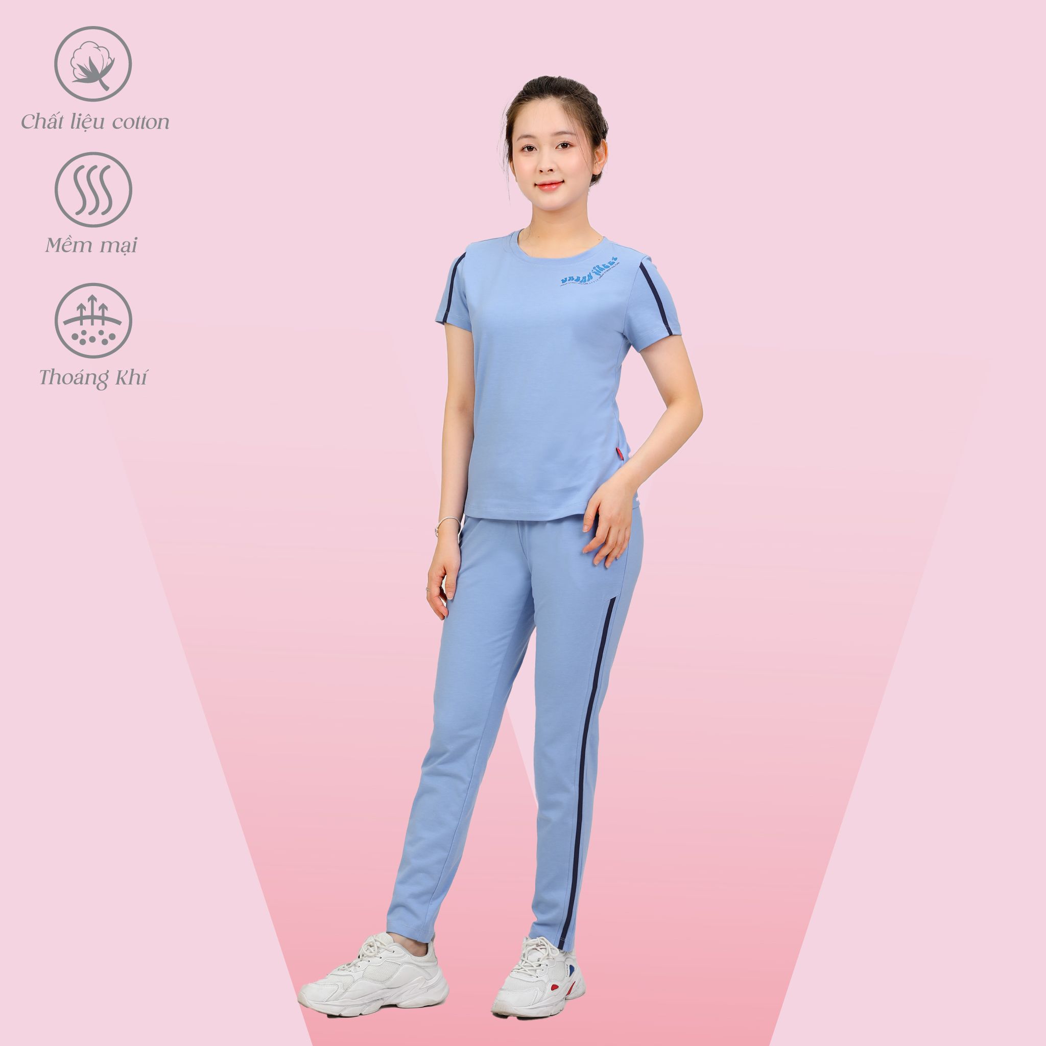 Set đồ bộ nữ kiểu quần dài tay ngắn chất cotton cvc mát 193p 3398