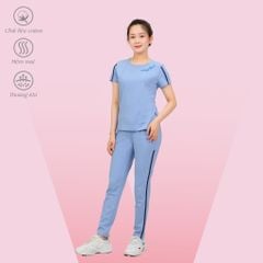 Set đồ bộ nữ kiểu quần dài tay ngắn chất cotton cvc mát 193p 3398