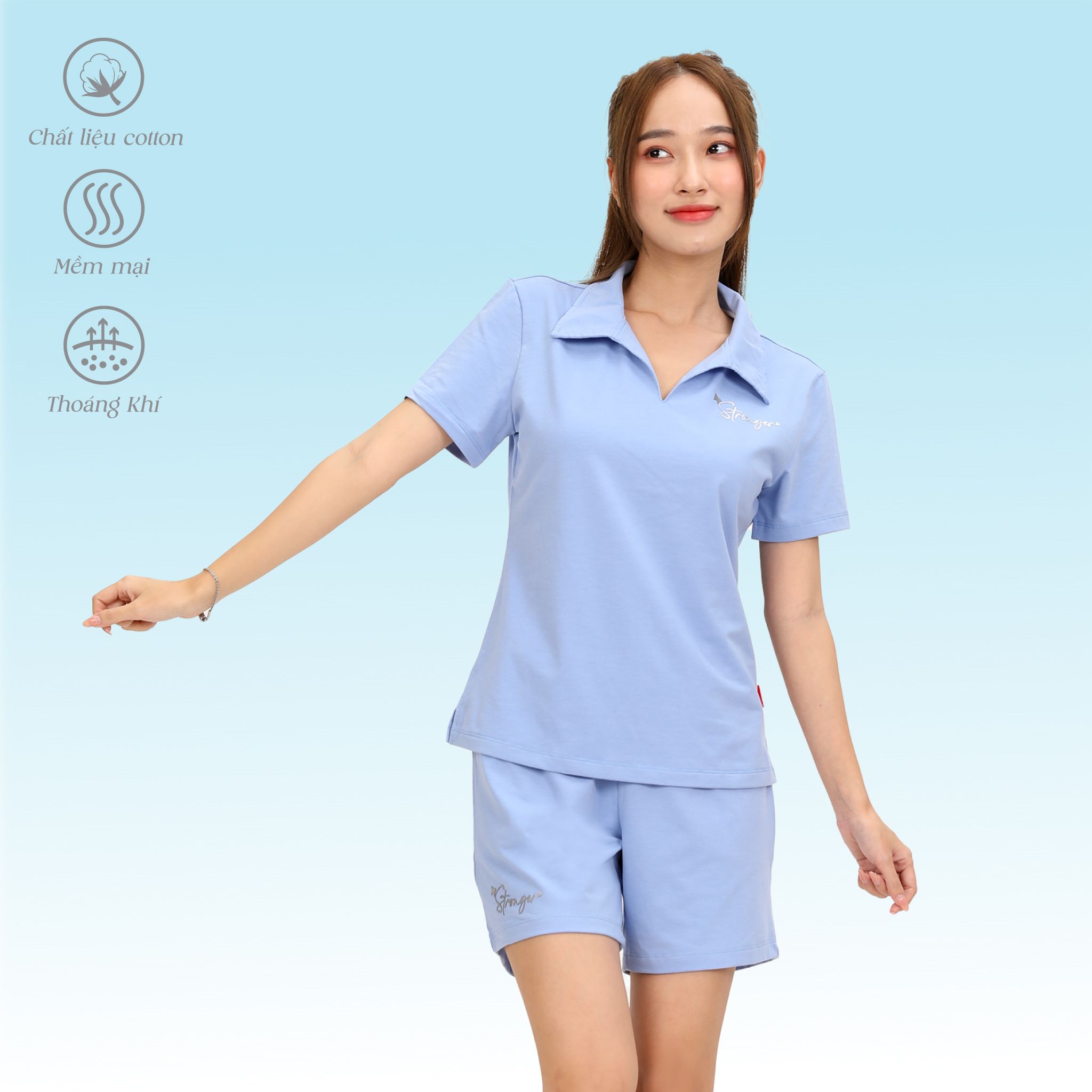 Set đồ bộ nữ kiểu quần đùi tay ngắn chất cotton siêu mát 195p 5213