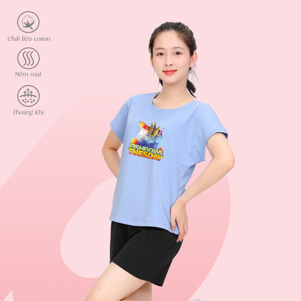 Đồ bộ ngủ nữ kiểu quần đùi tay ngắn cotton 195p 5225