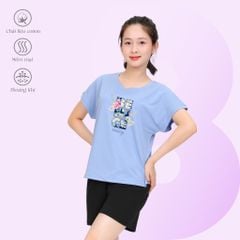 Set đồ bộ nữ kiểu quần đùi tay ngắn chất cotton siêu mát 195p 5227