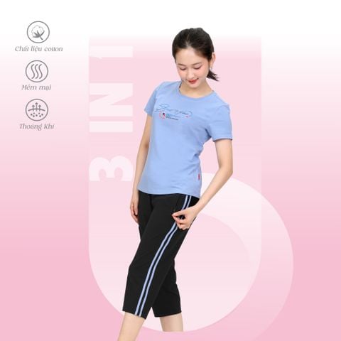 Set đồ bộ nữ kiểu quần lửng tay ngắn chất cotton siêu mát 194p 4289