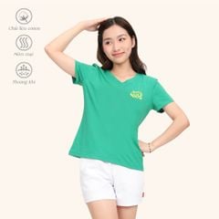 Áo thun nữ tay ngắn Form Suông Cổ Tim chất cotton siêu mát 190p 0337