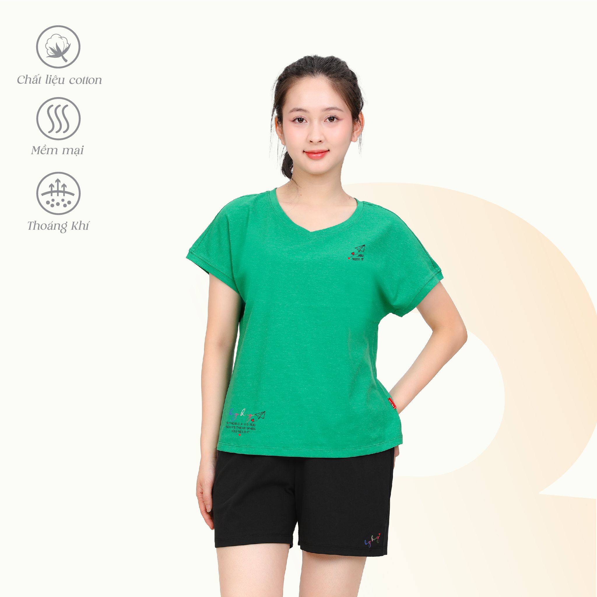 Set đồ bộ nữ kiểu quần đùi tay ngắn chất cotton siêu mát 195p 5235