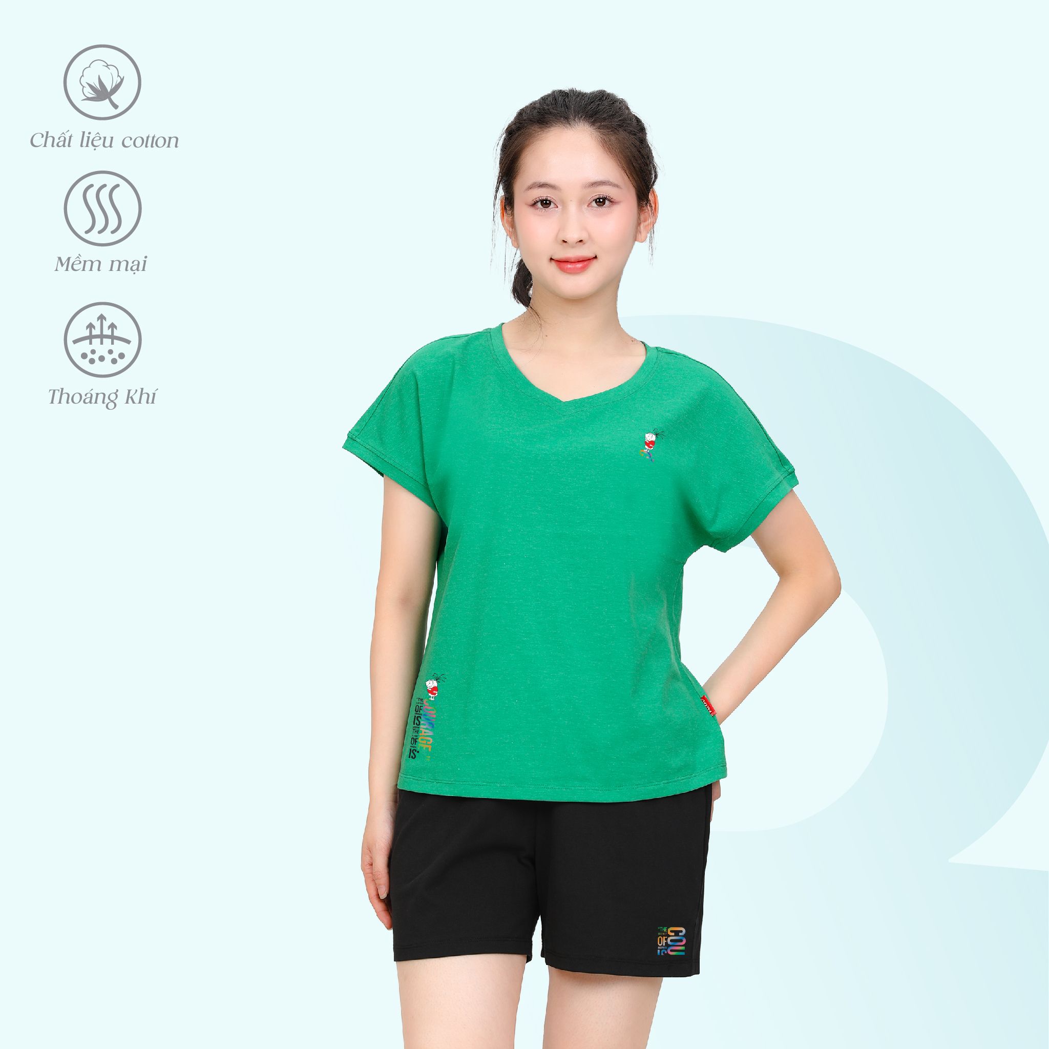 Set đồ bộ nữ kiểu quần đùi tay ngắn chất cotton siêu mát 195p 5236