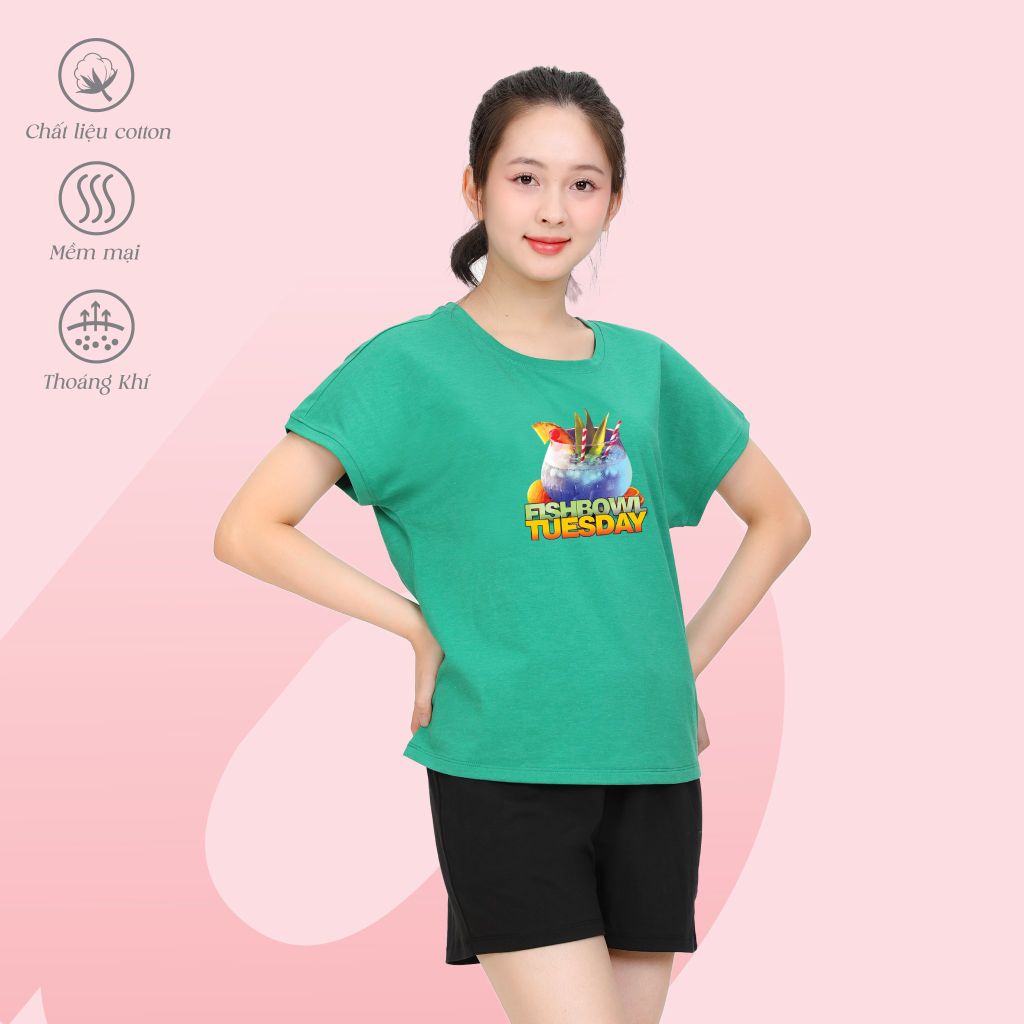 Đồ bộ ngủ nữ kiểu quần đùi tay ngắn cotton 195p 5225