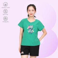 Set đồ bộ nữ kiểu quần đùi tay ngắn chất cotton siêu mát 195p 5227