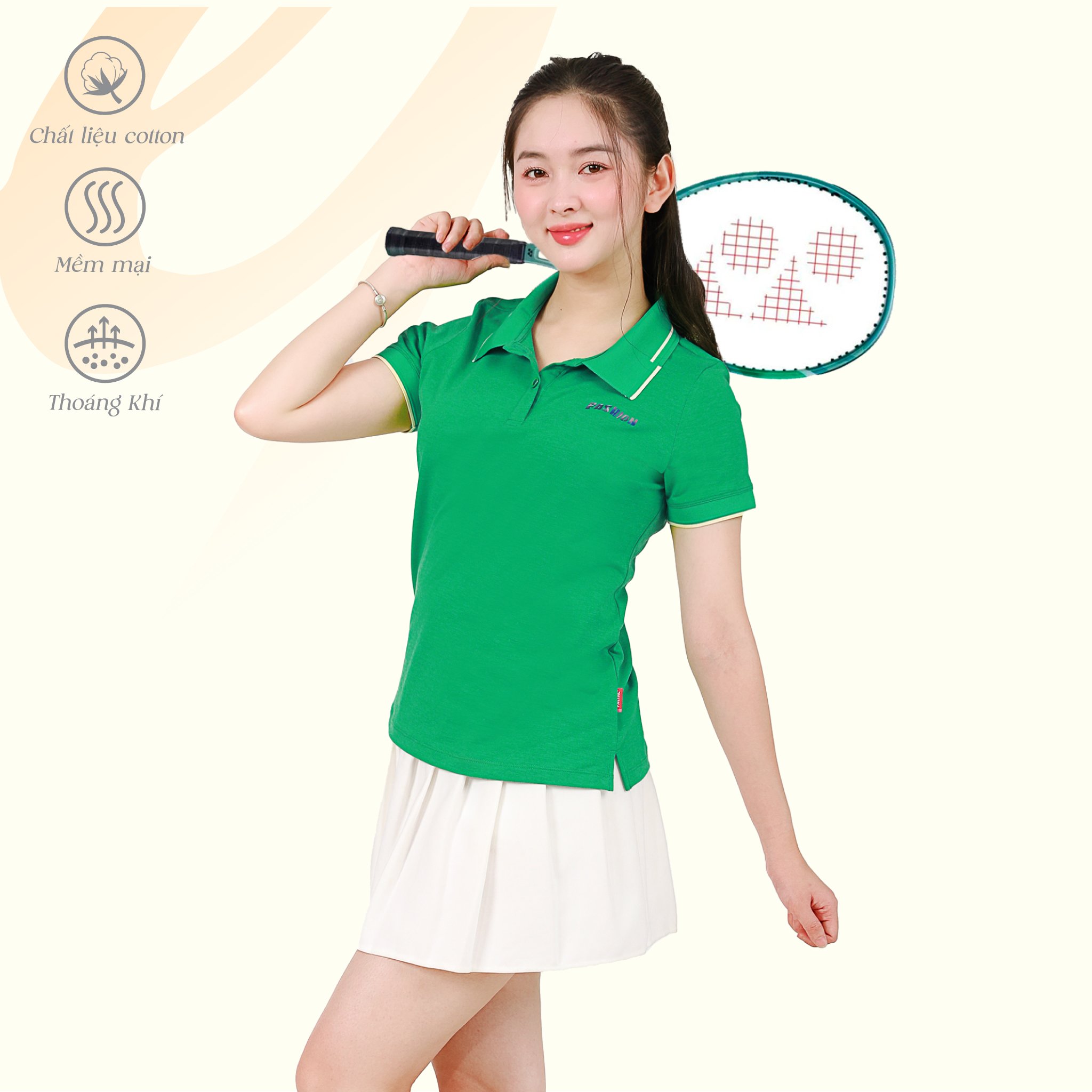 Áo thun nữ tay ngắn cổ polo form suông chất cotton siêu mát 190p 0138