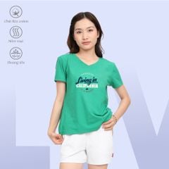 Áo thun nữ form suông cổ tim chất cotton siêu mát 190p 0327