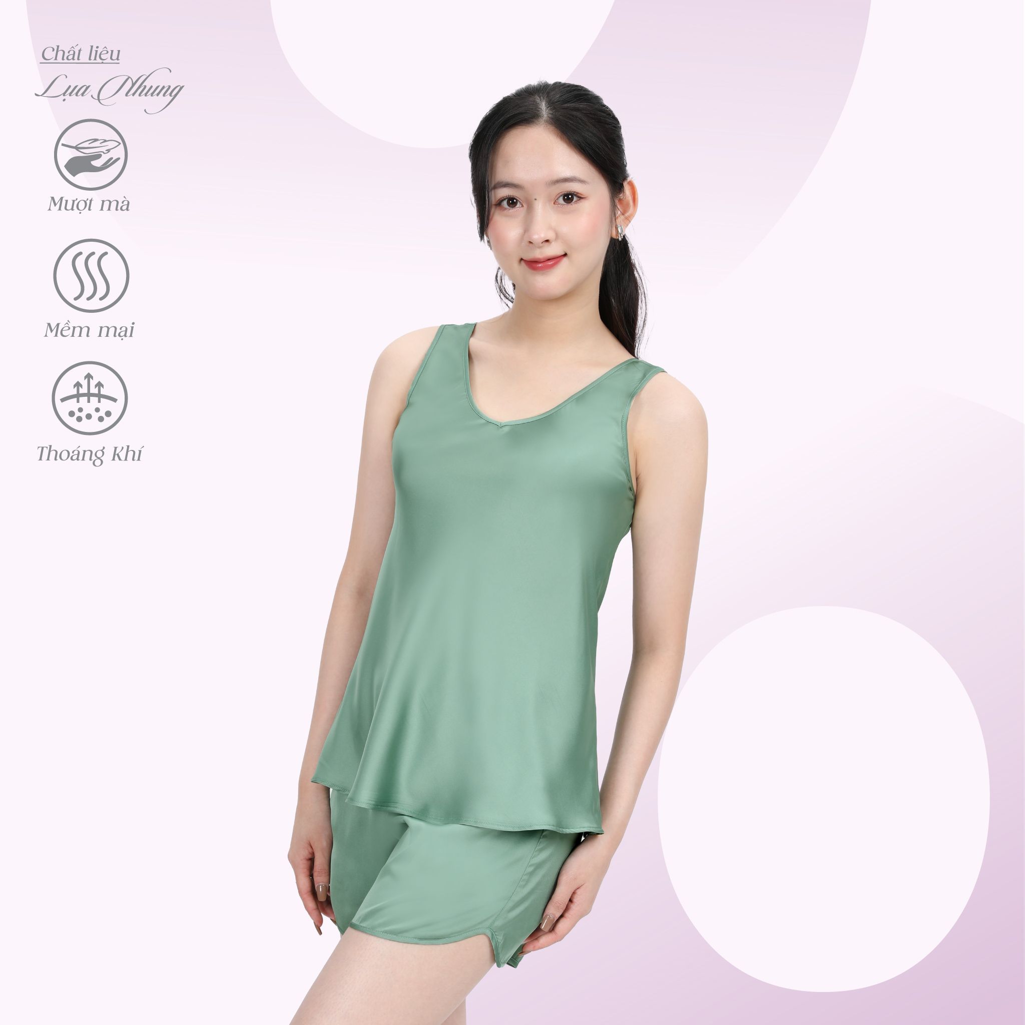 Set đồ bộ nữ kiểu quần đùi bản cao cấp lụa nhung 265p 5111