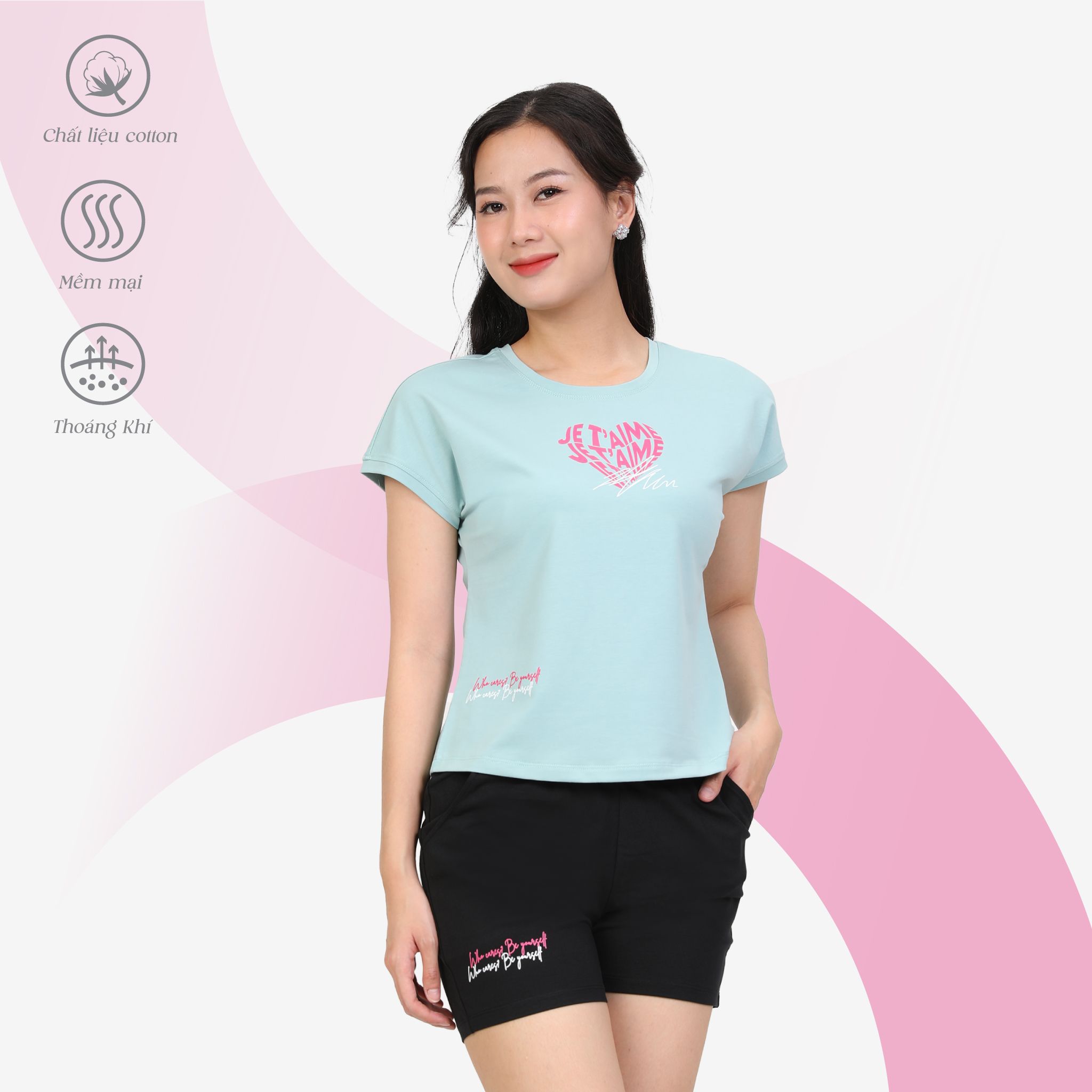 Set đồ bộ nữ kiểu quần đùi tay liền chất cotton siêu mát 025p 5205