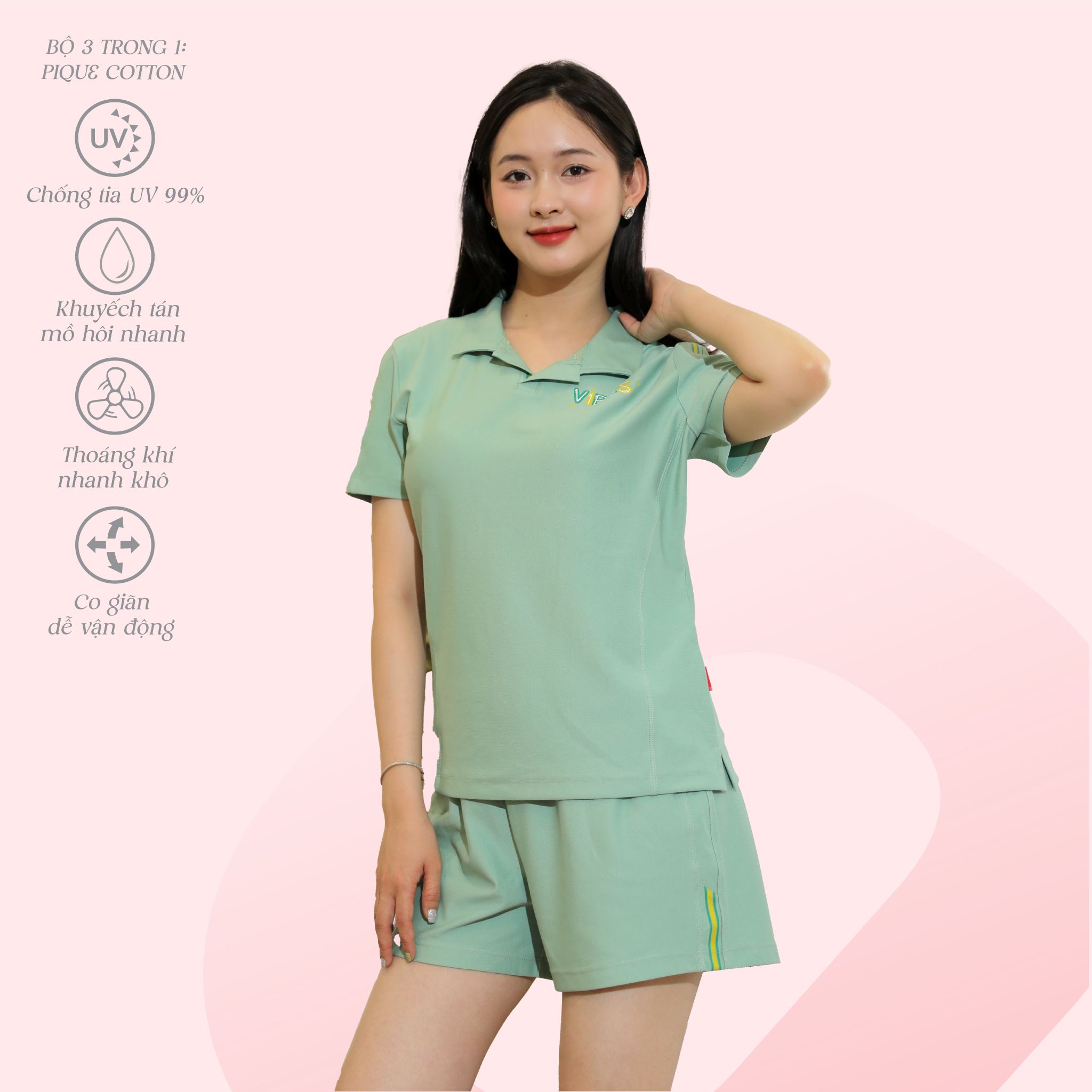 Set đồ bộ nữ kiểu quần đùi nữ kiểu quần đùi tay ngắn chất pique 525p 5202