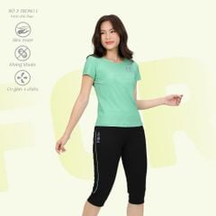 Bộ nữ thể thao chất silk lạnh kiểu quần lửng tay ngắn 374p 4304