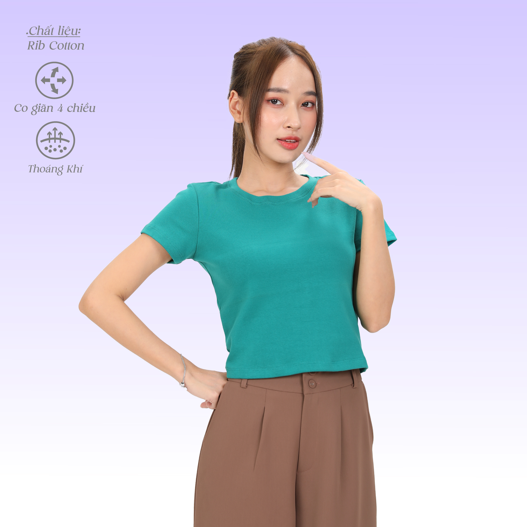 Áo Thun Croptop Tay Ngắn Chất Rib Cotton 220p 0268