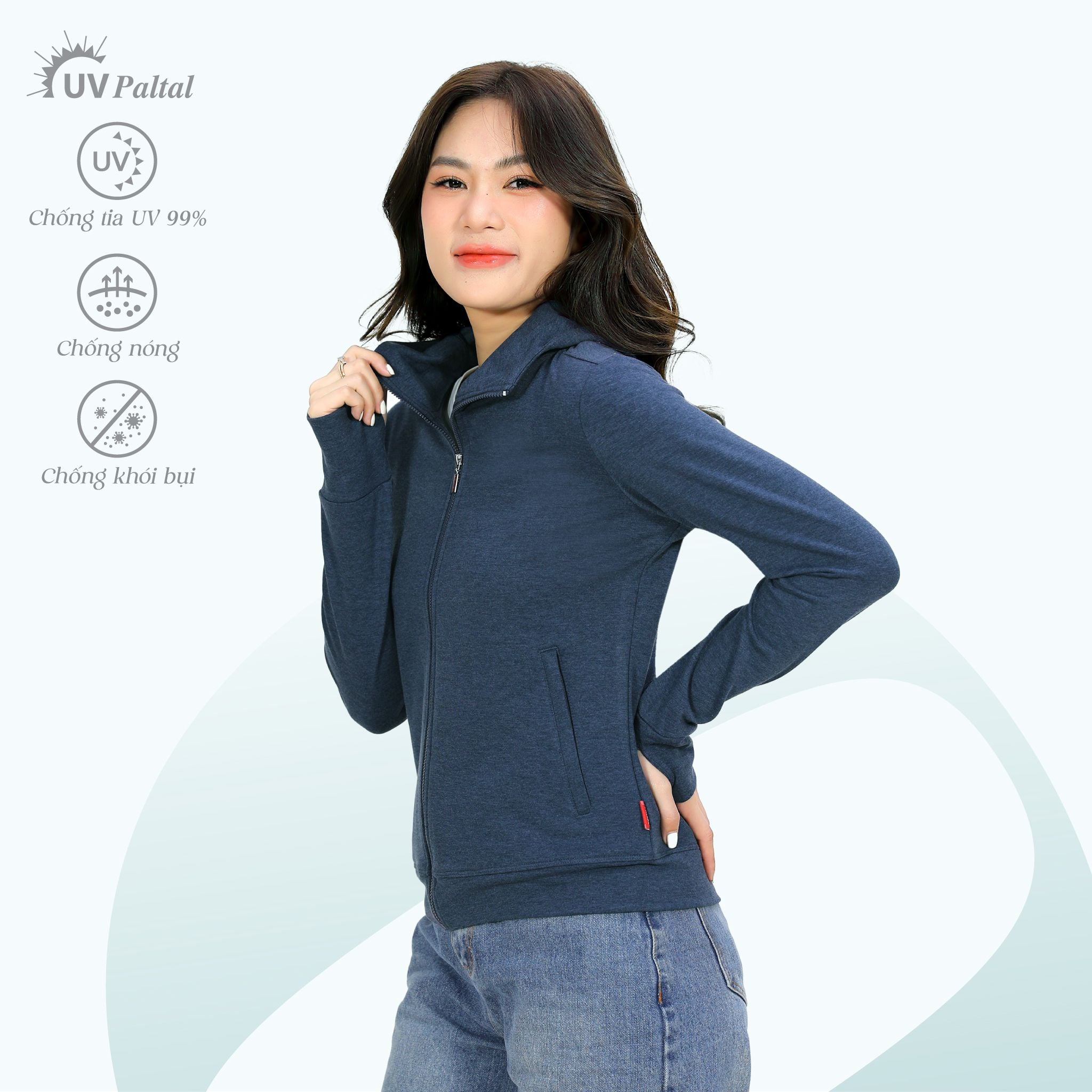 Áo khoác chống nắng, chống UV có nón chất liệu Vảy cá cao cấp 431p 1341