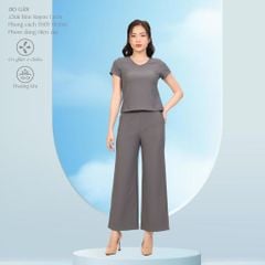 Set đồ bộ nữ kiểu quần dài tay ngắn chất rib Gân 553p 3407