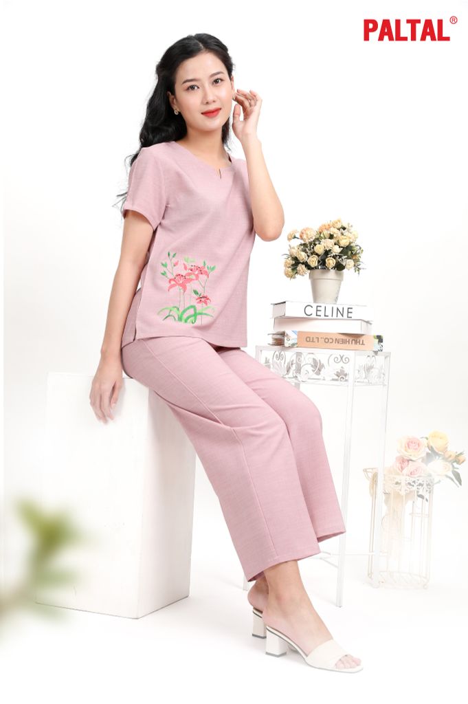 Đồ Bộ Nữ Mặc Nhà Kiểu Quần Dài Tay Ngắn Linen 383p 3357