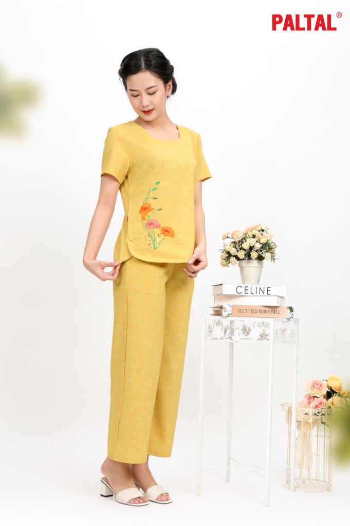 Đồ Bộ Nữ Mặc Nhà Kiểu Quần Dài Tay Ngắn Linen 383p 3355