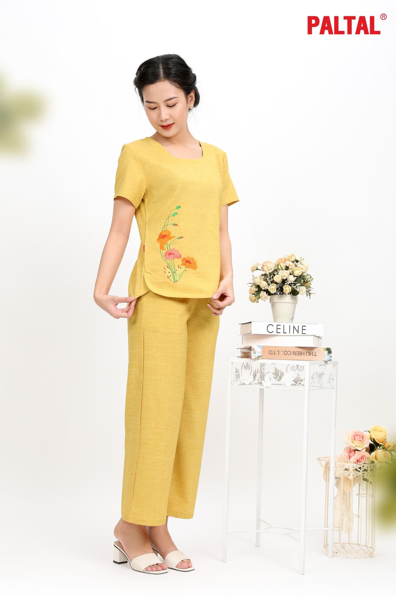 Set đồ bộ nữ kiểu quần dài tay ngắn Linen 383p 3355