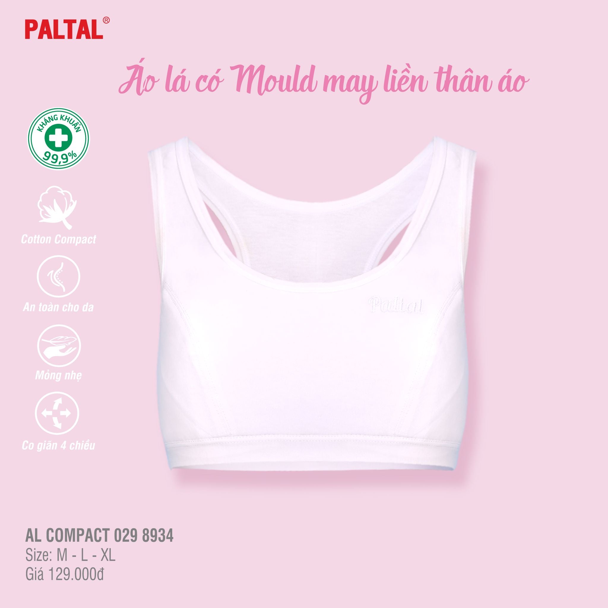 Combo áo lá nữ sinh  quần lót nữ  kháng khuẩn cấp 2 chất cotton compact mỏng nhẹ 029p 8934 & 027p 8330