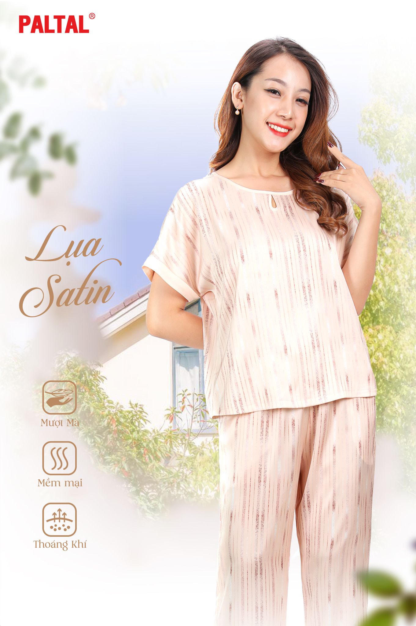 Set đồ bộ nữ kiểu quần dài tay ngắn chất lụa nhung 263p 3351