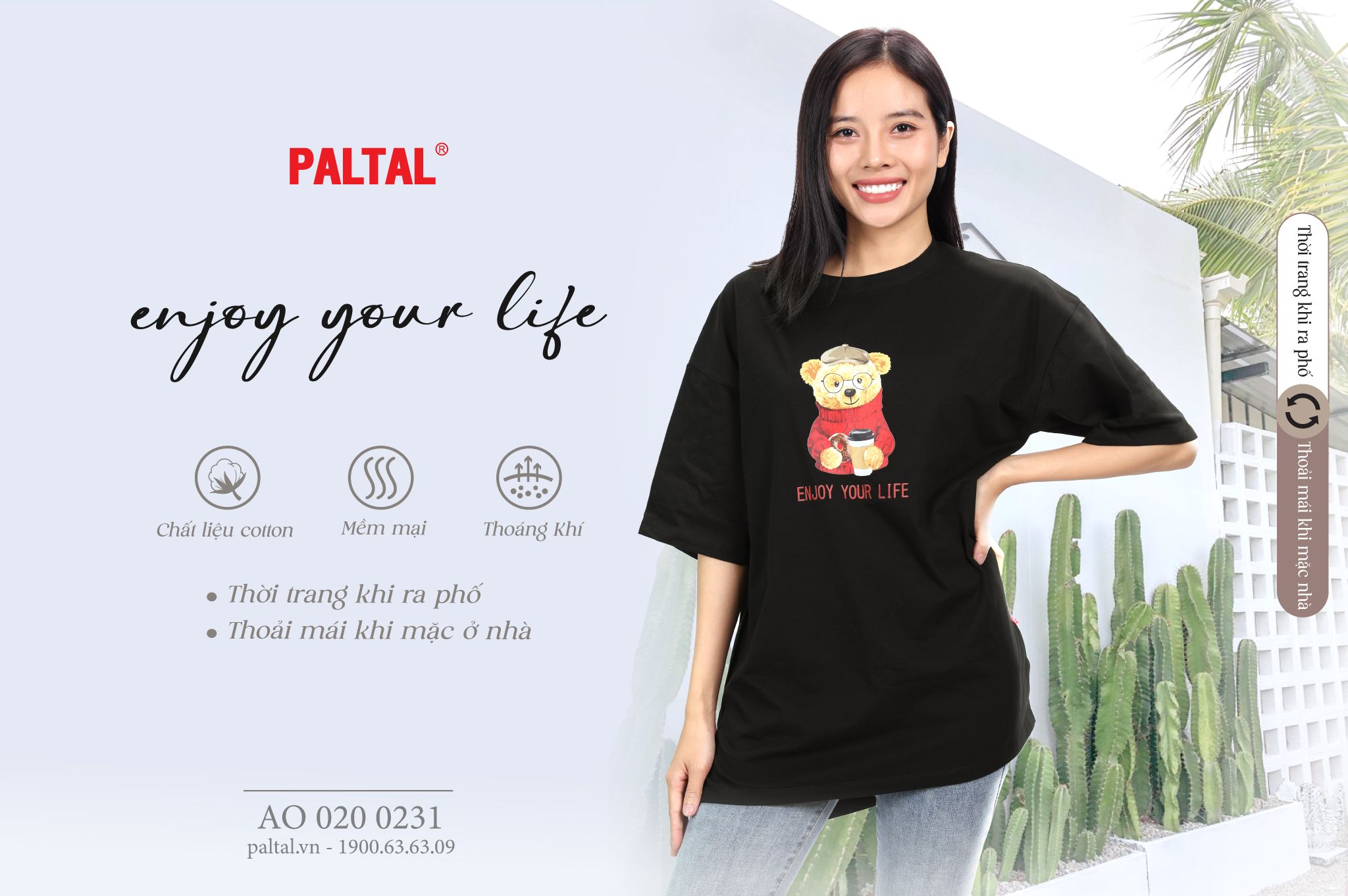 Áo thun nữ tay ngắn chất cotton siêu mát form rộng 020p 0231