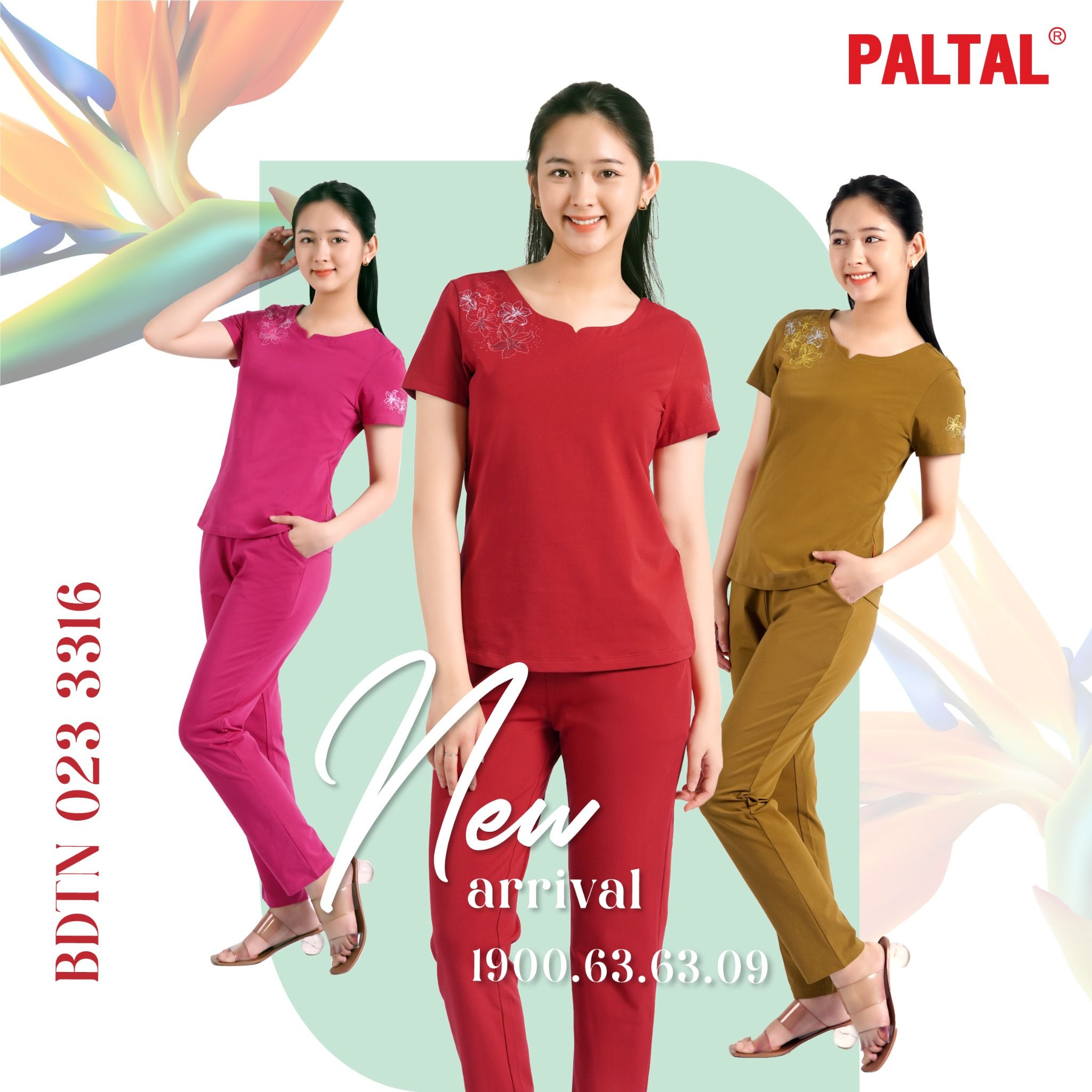 Set đồ bộ nữ kiểu quần dài tay ngắn chất cotton siêu mát 023p 3316