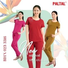 Set đồ bộ nữ kiểu quần dài tay ngắn chất cotton siêu mát 023p 3316