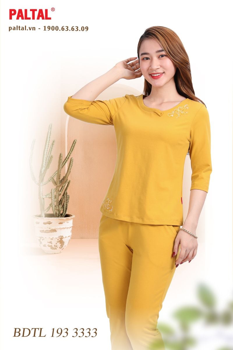 Set đồ bộ nữ kiểu quần dài tay lỡ cotton cvc mát 193p 3333