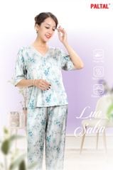 Set đồ bộ nữ kiểu quần dài tay ngắn chất lụa nhung 263p 3349