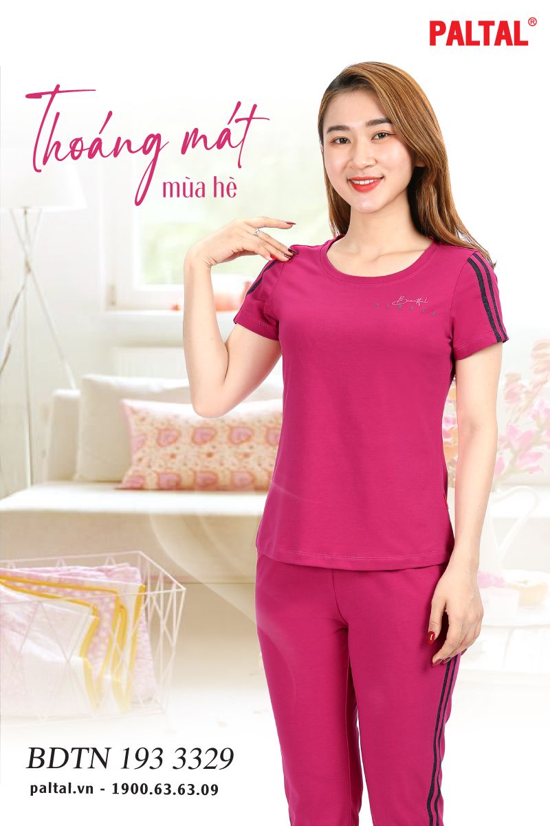 Set đồ bộ nữ kiểu quần dài tay ngắn cotton cvc mát 193p 3329