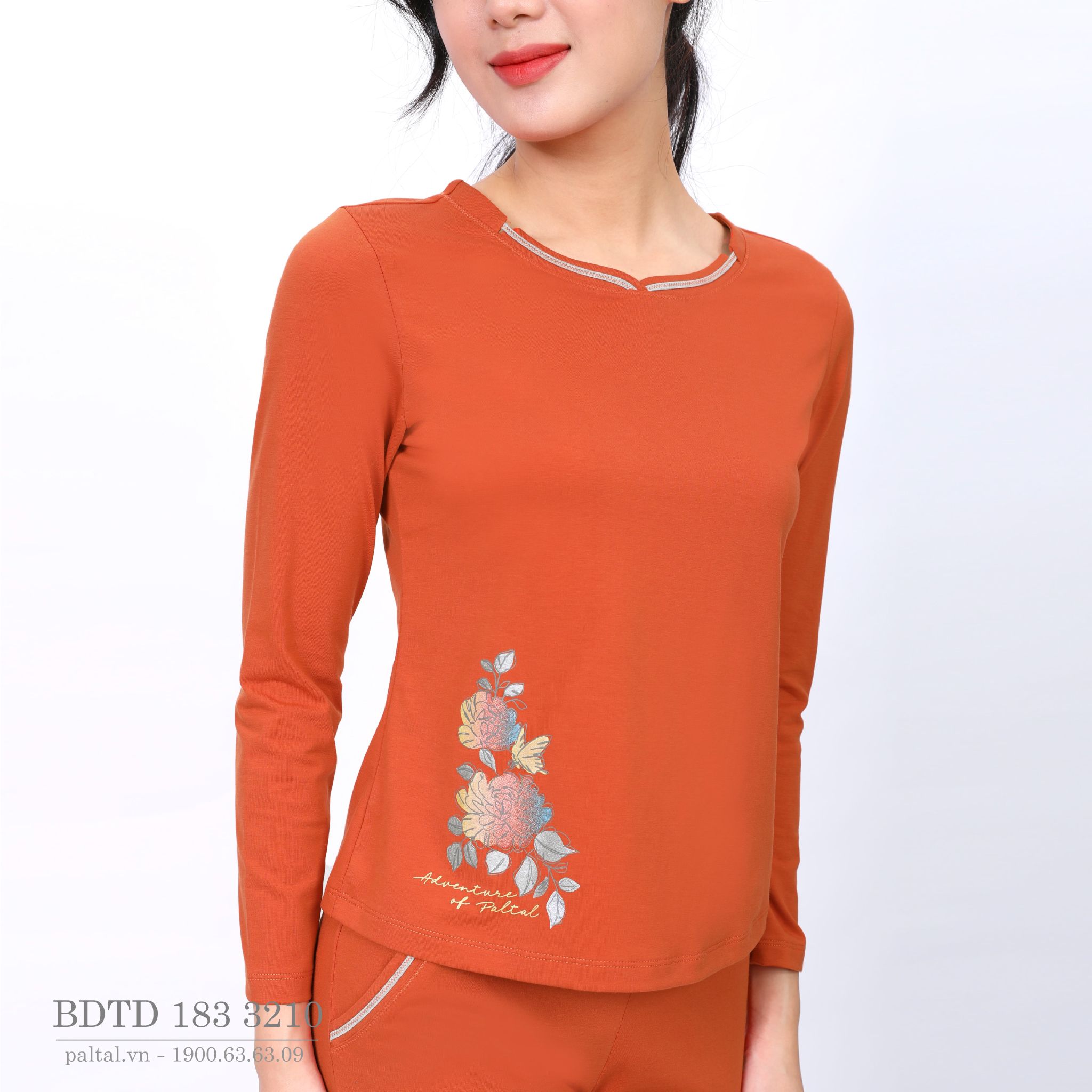 Set đồ bộ nữ kiểu quần dài tay dài cotton cvc mát 183p 3210