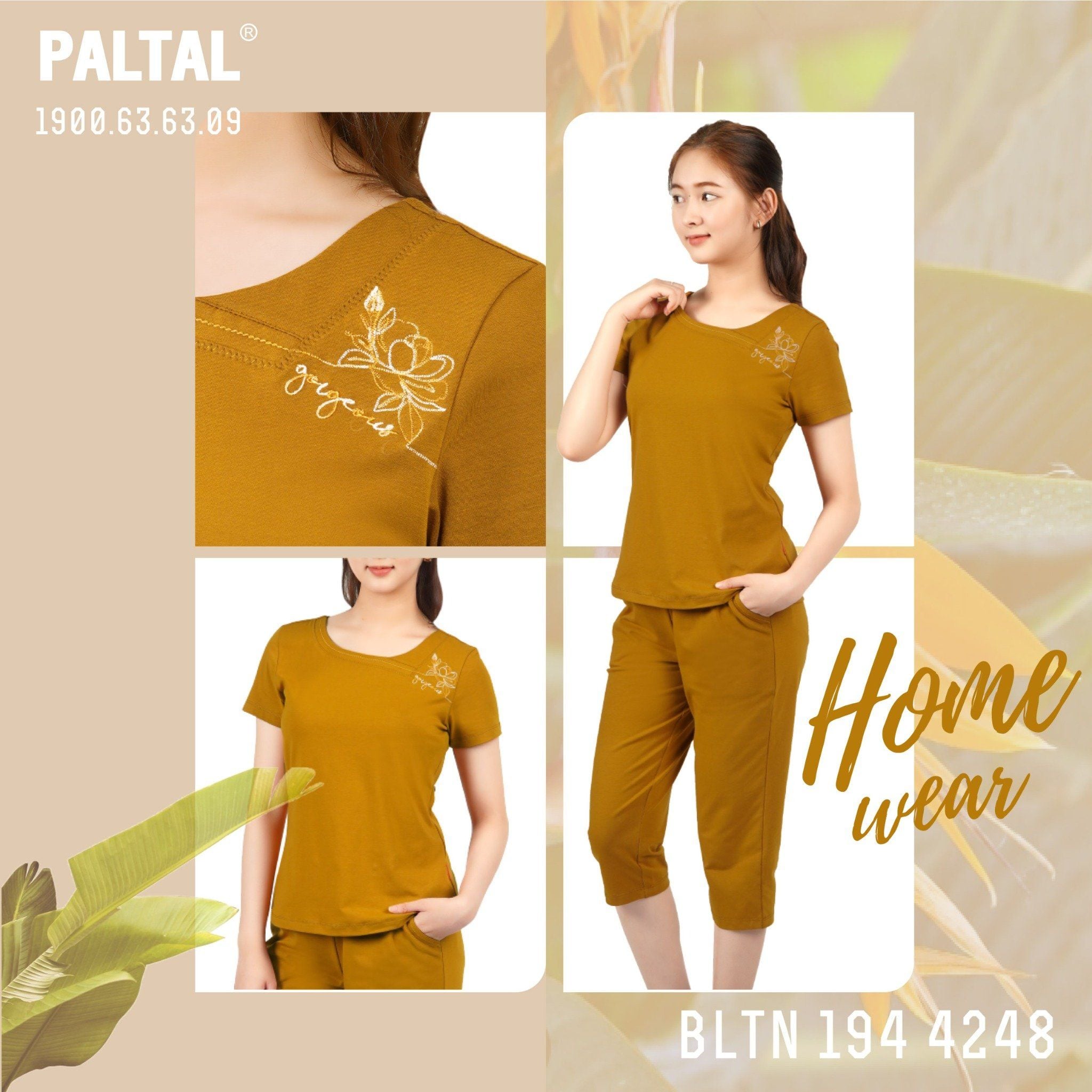 Set đồ bộ nữ kiểu quần lửng tay ngắn cotton cvc mát 194p 4248