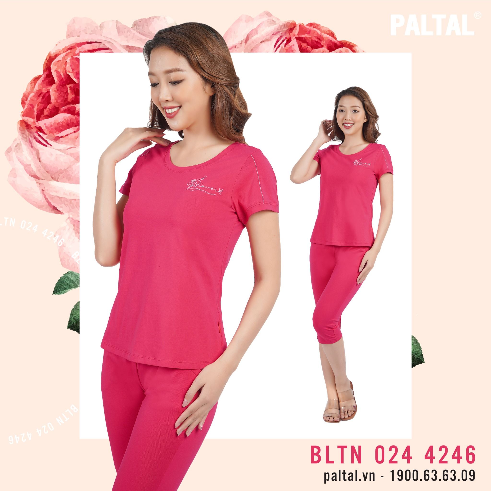 Set đồ bộ nữ kiểu quần lửng tay ngắn chất cotton siêu mát 024p 4246
