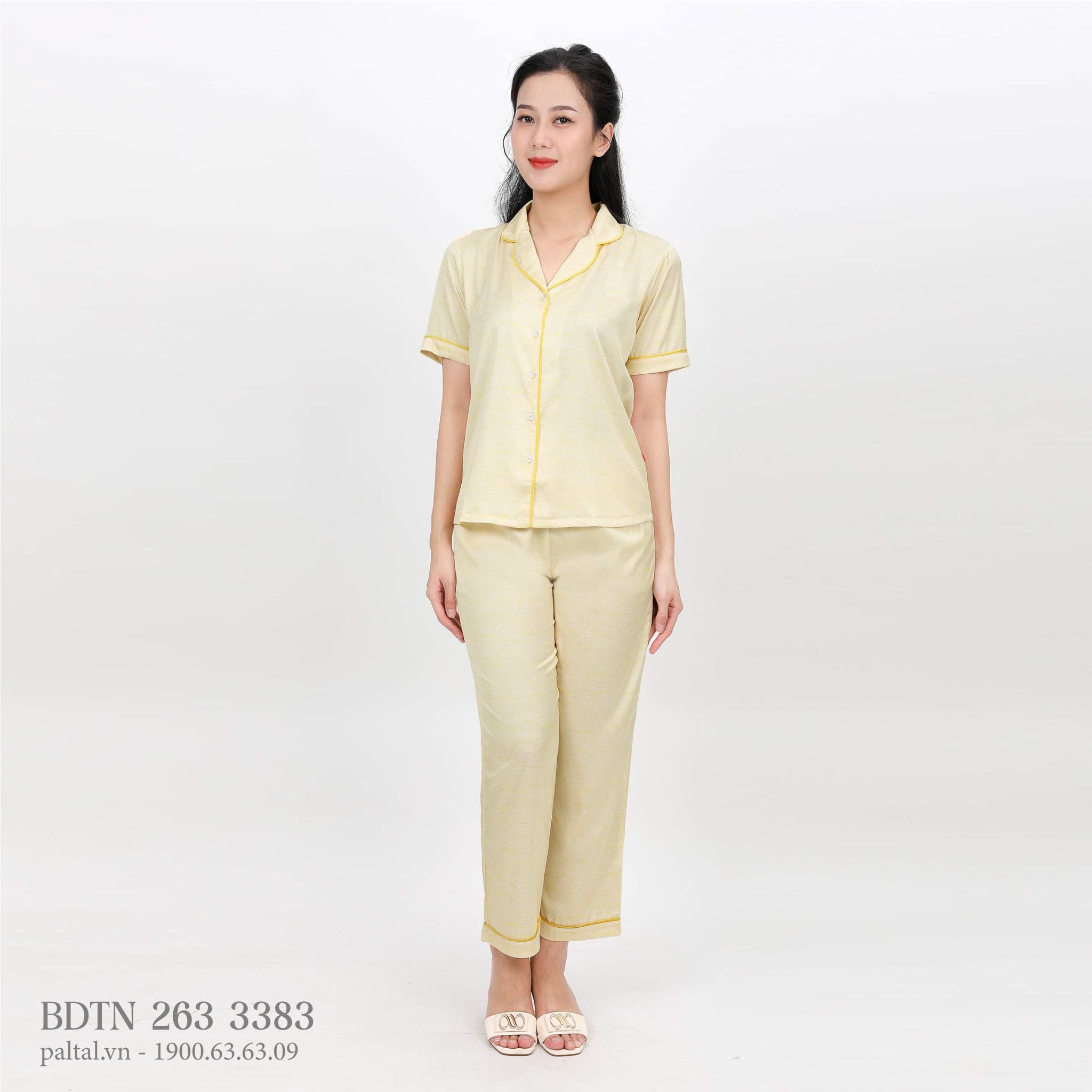 Set đồ bộ nữ kiểu quần dài tay ngắn pijama 263p 3383