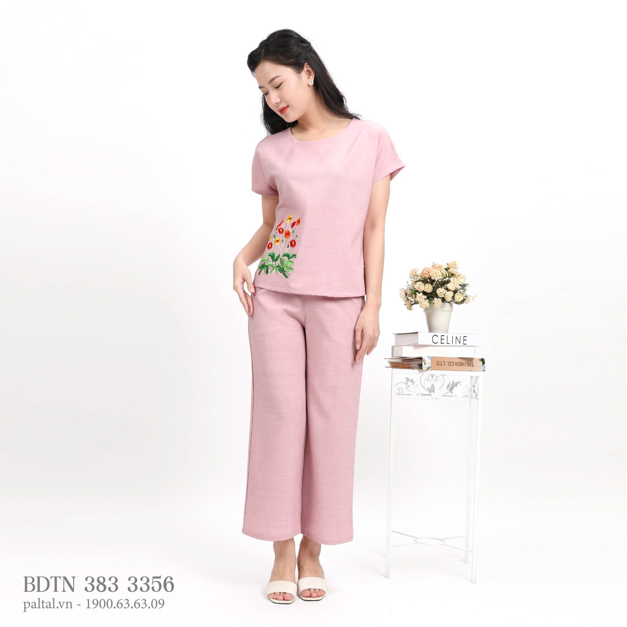 Set đồ bộ nữ kiểu quần dài tay Lỡ Linen 383p 3356