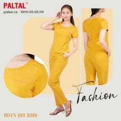 Set đồ bộ nữ kiểu quần dài tay ngắn cotton cvc mát 193p 3319