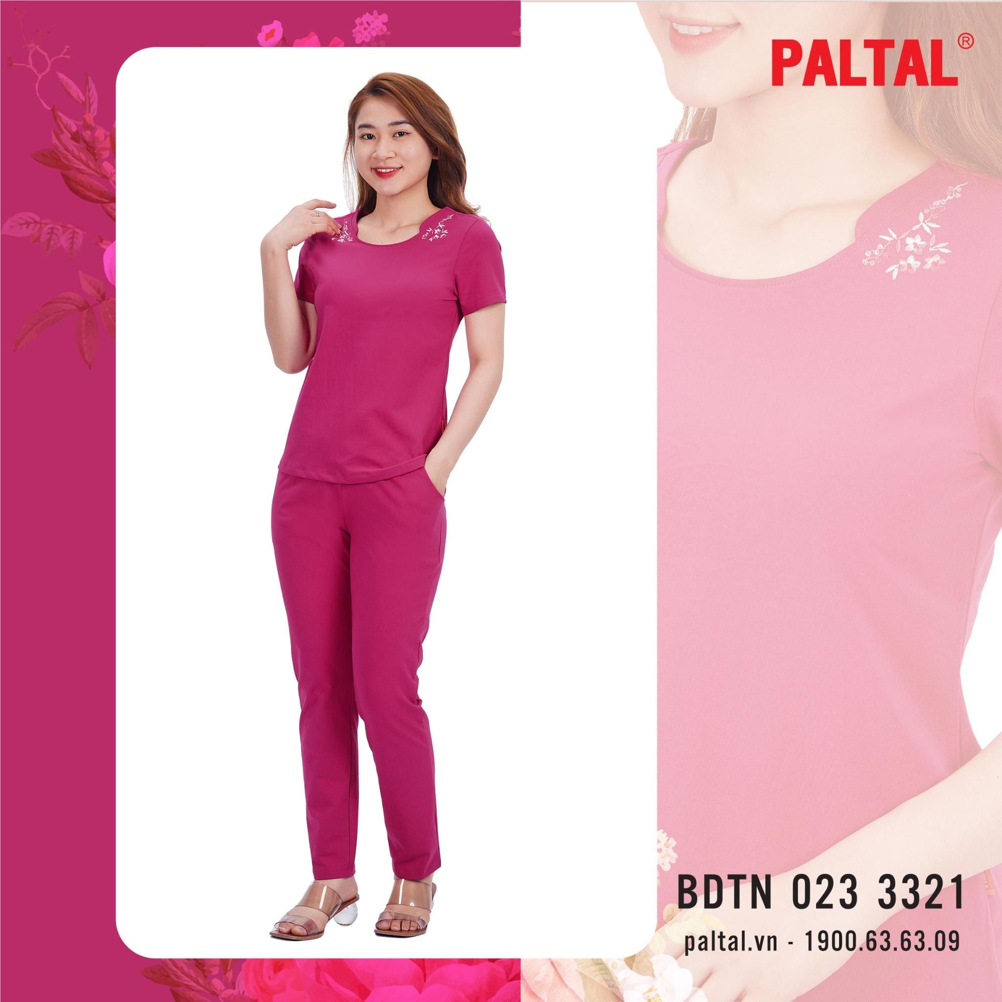 Set đồ bộ nữ kiểu quần dài tay ngắn chất cotton siêu mát 023p 3321