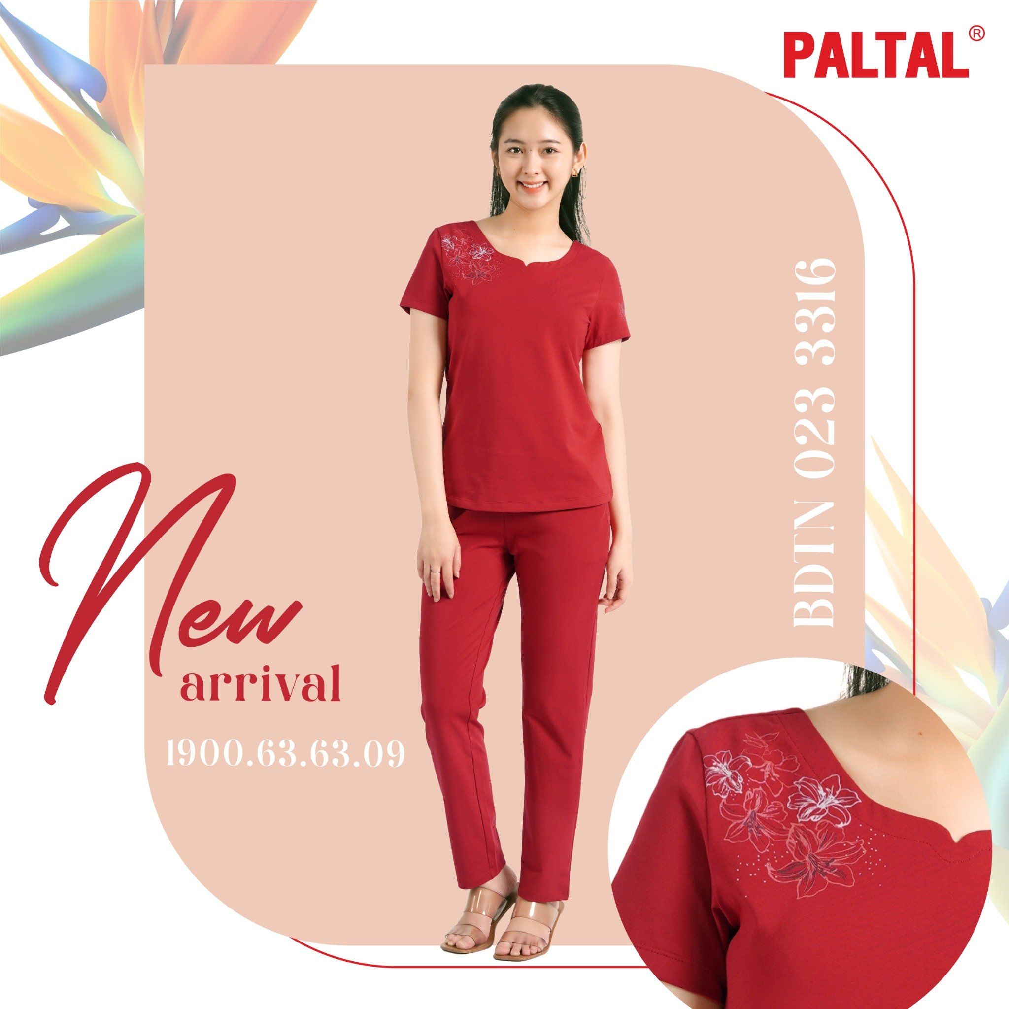 Set đồ bộ nữ kiểu quần dài tay ngắn chất cotton siêu mát 023p 3316
