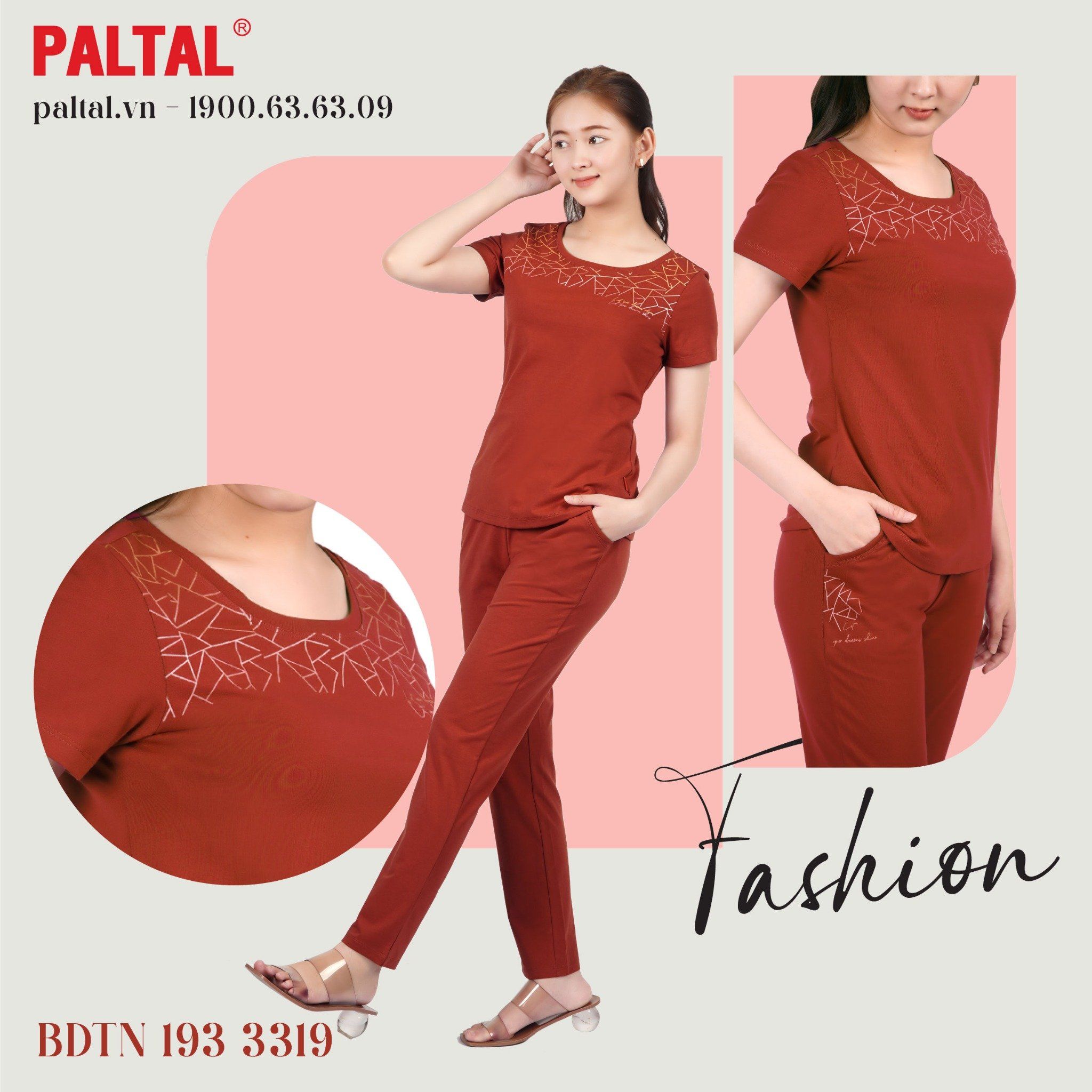 Set đồ bộ nữ kiểu quần dài tay ngắn cotton cvc mát 193p 3319
