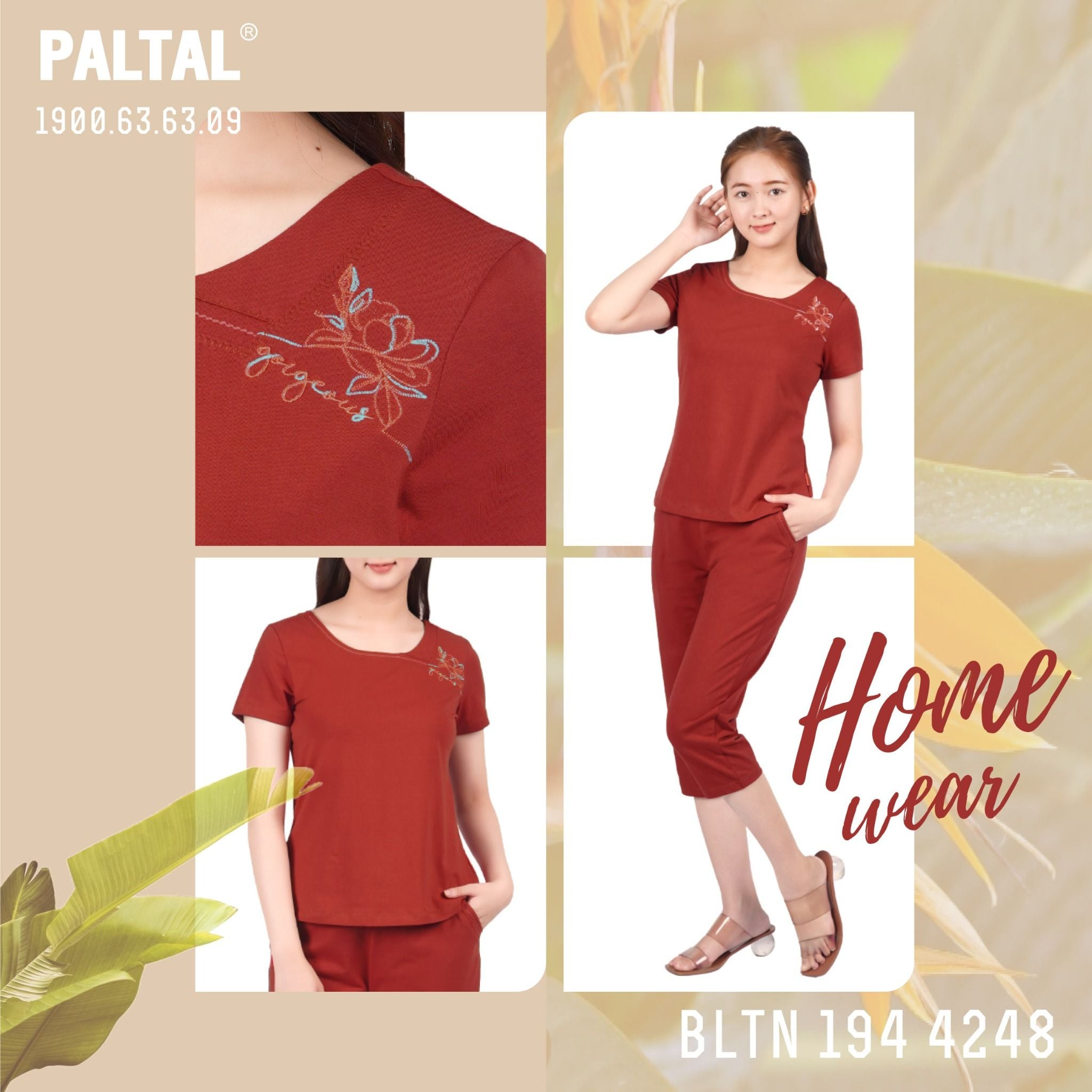 Set đồ bộ nữ kiểu quần lửng tay ngắn cotton cvc mát 194p 4248